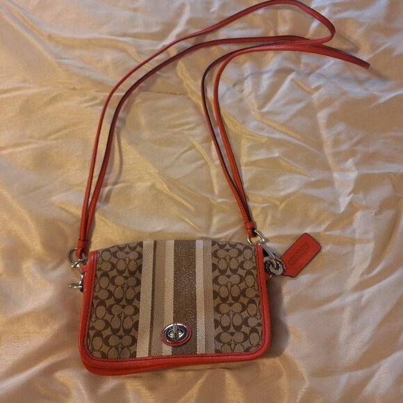 Coach Legacy Signature Stripe Penny Crossbody Bag - Picture 1 of 4